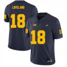 Men's #18 Michigan Wolverines Colston Loveland Jersey College Football Game Navy