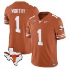 Men Xavier Worthy Jersey #1 Texas Longhorn Vapor Limited College Texas Orange