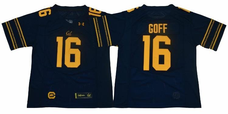 Men's California Golden Bears #16 Goff Football Jersey Under Armour Deep Blue