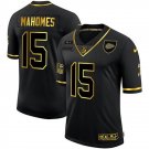 Men's Kansas City Chiefs Patrick #15 Mahomes Jersey Black Gold Salute To Service