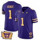 Men's Rome Odunze Jersey #1 Washington Huskies Washington Map Patch Football Purple