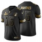 Men Kansas City Chiefs #15 Patrick Mahomes Jersey Black Golden Bowl LIV