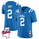 Men's Jaxson Dart Jersey #2 Ole Miss Rebels Football Ole Map All Stitched Blue