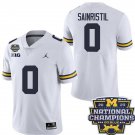Men's Michigan Wolverines #0 Mike Sainristil White National Champions Jersey
