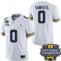 Men's Michigan Wolverines #0 Mike Sainristil White National Champions Jersey