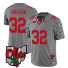 Men's Ohio State Buckeyes Treveyon Henderson Jersey #32 Alternate Gray
