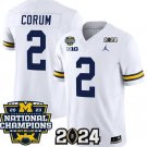 Men's Wolverines 2 Blake Corum White 2024 With 2023 National Champions