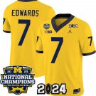 Men's NCAA Wolverines 7 Donovan Edwards Yellow 2024 With 2023 National Champions