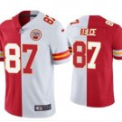 Men's Kansas City Chiefs #87 Travis Kelce Red & White Split Limited