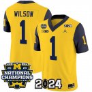 Men's Wolverines 1 Roman Wilson Yellow Navy 2024 Jersey
