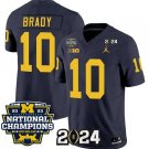 Men's Wolverines 10 Tom Brady Navy 2024 With 2023 National Champions