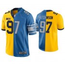 Detroit Lions #97 Aidan Hutchinson Yellow Blue Split Stitched Game Football