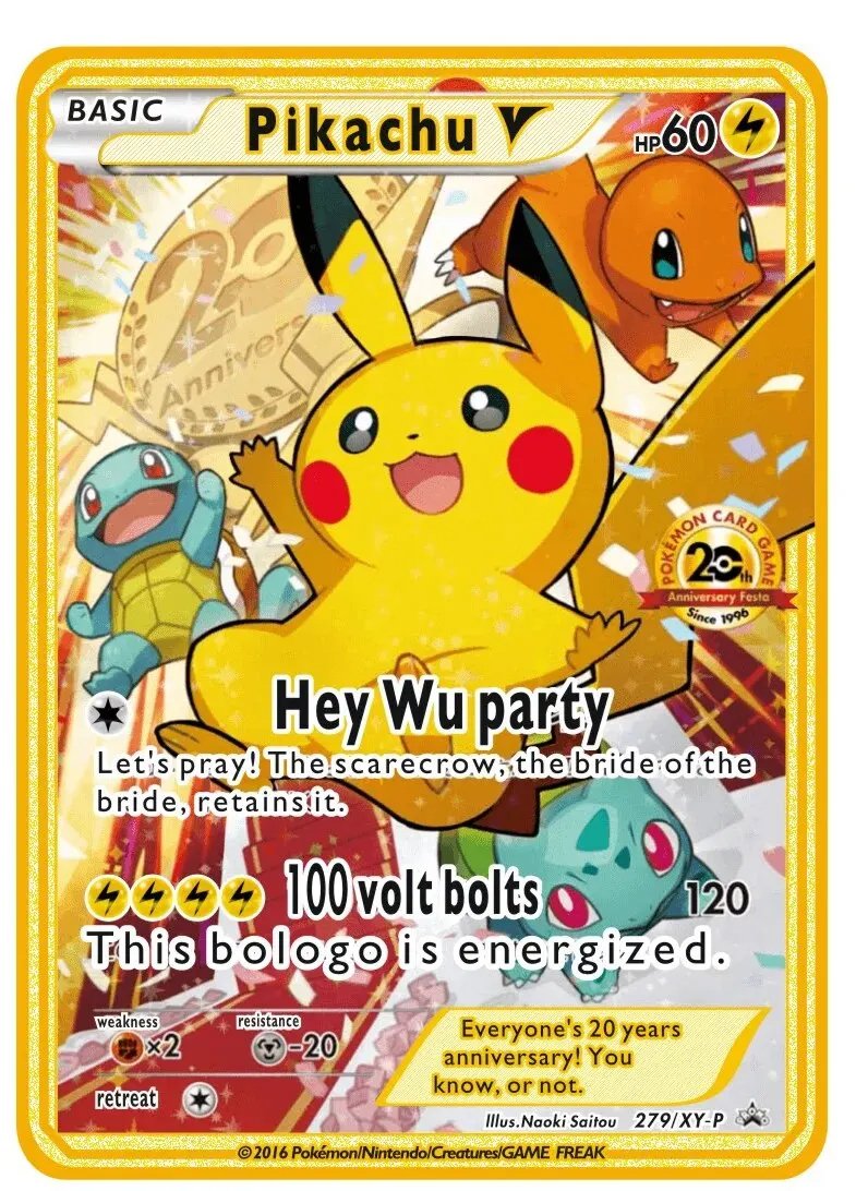 Pokemon Game Battle Collection English Metal Card Toy Birthday Gift, Pikachu Hey Wu Party