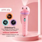 Flashlight Projector Toy Cartoon Creativity Baby Sleeping Story Book, Pink Pig with 3