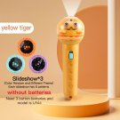 Flashlight Projector Toy Cartoon Creativity Baby Sleeping Story Book, Yellow Tiger with 3