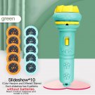 Flashlight Projector Toy Cartoon Creativity Baby Sleeping Story Book, New Green with 10