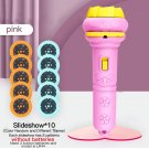 Flashlight Projector Toy Cartoon Creativity Baby Sleeping Story Book, New Pink with 10