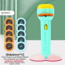 Flashlight Projector Toy Cartoon Creativity Baby Sleeping Story Book, Green with 10