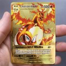Pokemon Metal CHARIZARD OX 500 Super Card Golden English Anime Collection Toy