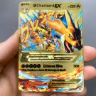 Pokemon Metal MCharizard EX 220 Super Card Golden English Anime Collection Toy