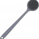 Back Scrubber for Shower Soft Silicone Bath Body Brush with Long Handle, Gray