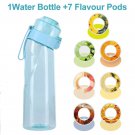 Flavored Water Bottle 650ml Sports Air Up 7 Flavour Fruit Pods for Camping Fitness, Blue