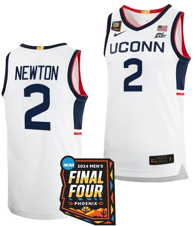 Tristen Newton Jersey #2 UConn Huskies 2024 NCAA March Madness Final Four White