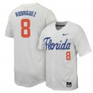Men's Rodriguez #8 White Jersey NCAA Florida Gators Baseball Jersey Stitched