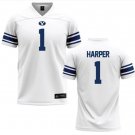 Men's BYU Cougars NCAA Football Micah Harper #1 White Color Jersey