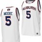 Chris Moore Jersey #5 Auburn Tigers Replica College Basketball 2023-24 White