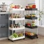 Rolling Storage Cart Movable Shelf for Home Use, Three Layers Narrow