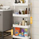 Rolling Storage Cart Movable Shelf for Home Use, Four Layers Narrow