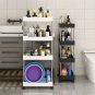 Rolling Storage Cart Movable Shelf for Home Use, Four Layers Narrow