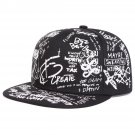 Unisex Black and White Letter Graffiti Printing Hip-hop Hat Baseball Cap, Black