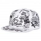 Unisex Black and White Letter Graffiti Printing Hip-hop Hat Baseball Cap, White