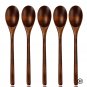 5 PCS Wooden Spoon Soup Fork Tableware Natural Ellipse Ladle Eco Friendly
