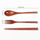 Wooden Chopsticks Fork Spoon Three-piece Set Twine Tableware Kitchen Home