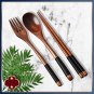 Wooden Chopsticks Fork Spoon Three-piece Set Twine Tableware Kitchen Home