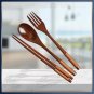 Wooden Chopsticks Fork Spoon Three-piece Set Twine Tableware Kitchen Home, brown