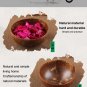 Natural Coconut Bowl Dinner Set Handmade Wood Spoon Fruit Salad Mixing Rice, 3 bowl 3 spoon