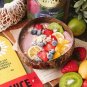 Natural Coconut Bowl Dinner Set Handmade Wood Spoon Fruit Salad Mixing Rice, 4 bowl
