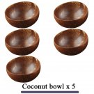 Natural Coconut Bowl Dinner Set Handmade Wood Spoon Fruit Salad Mixing Rice, 5 bowl