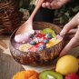Natural Coconut Bowl Dinner Set Handmade Wood Spoon Fruit Salad Mixing Rice, 5 bowl