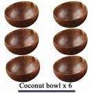 Natural Coconut Bowl Dinner Set Handmade Wood Spoon Fruit Salad Mixing Rice, 6 bowl