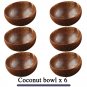 Natural Coconut Bowl Dinner Set Handmade Wood Spoon Fruit Salad Mixing Rice, 6 bowl