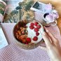 Natural Coconut Bowl Dinner Set Handmade Wood Spoon Fruit Salad Mixing Rice, 6 bowl 6 spoon