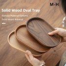 1Pc Solid Wood Round Plate Japanese Style Snack Dessert Tray, DarkColor