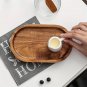 1Pc Solid Wood Round Plate Japanese Style Snack Dessert Tray, DarkColor