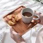 Acacia Wood Serving Tray Elegant Rectangular Plate Coffee Snacks Tea, Size L