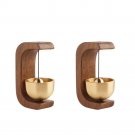 Wooden Wind Chimes Wireless Doorbell for Home Entrance, 2pc Dark
